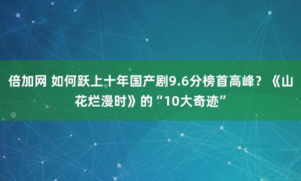 倍加网 如何跃上十年国产剧9.6分榜首高峰？《山花烂漫时》的“10大奇迹”